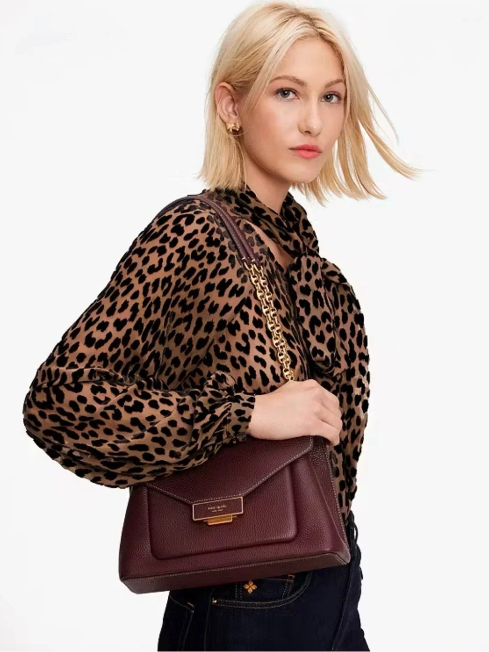 kate spade Gramercy Convertible Shoulder Bag in Burgundy with Gold Chain NWOT